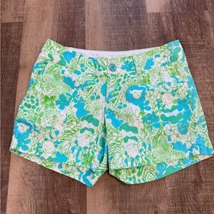 Women’s Lily Pulitzer Floral Green and Blue The Callahan shorts size 0